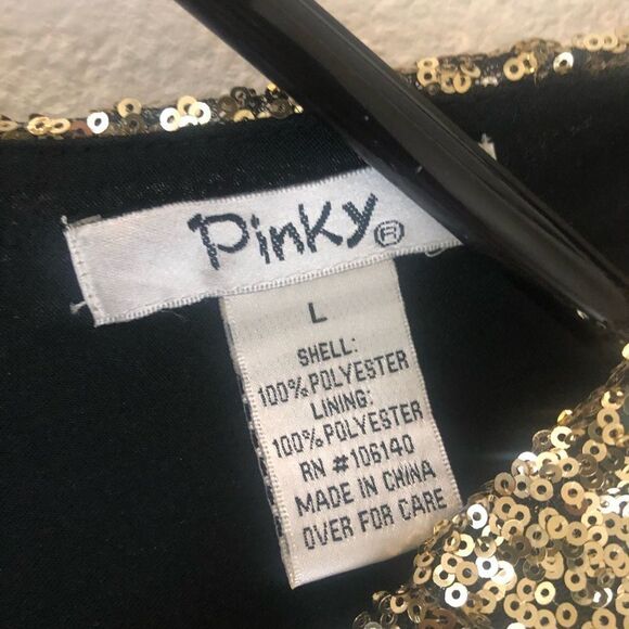 Pinky Sequin Gold Top Tulle Black dress size L - Picture 4 of 5